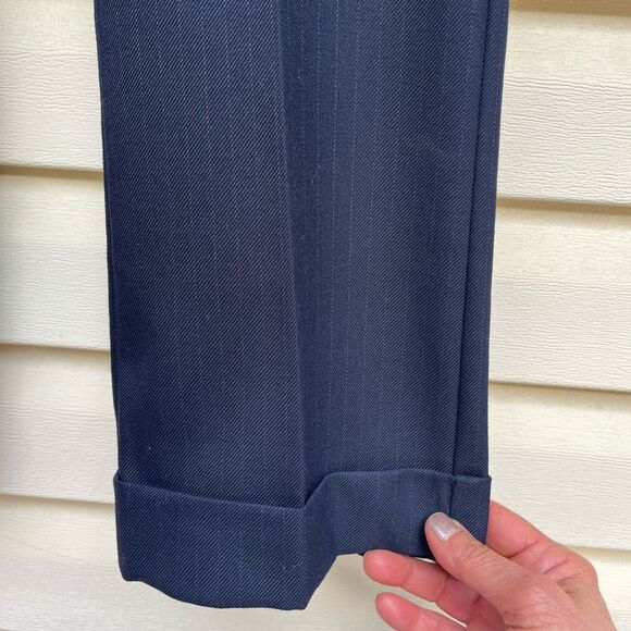 Essentiel Antwerp dark blue/white faint stitch ankle pants, zipper, cuffs, 34(2) - Picture 4 of 13